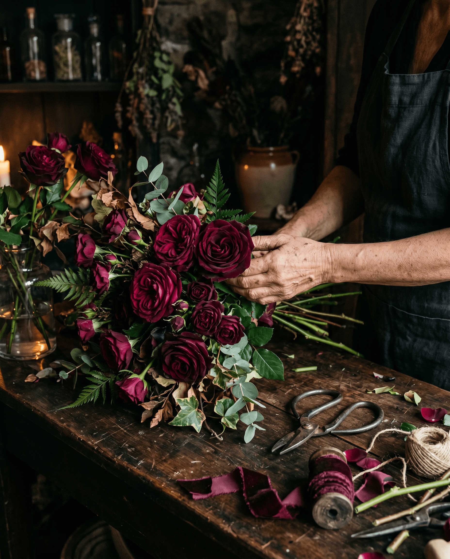 Aranjarea unui buchet în atelier